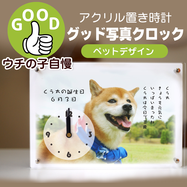 アクリル置き時計 / グッド写真クロックペットデザイン / 犬 ネコ ウサギ 鳥 自慢